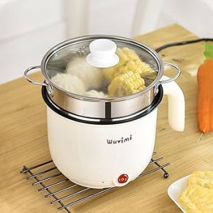2 In 1 Nonstick Frying Pan, Eletric Momo Maker, Electric Cooking Pot Student Electric Cooker Multi-purpose Household Pot Mini Electric Pot 1-2 People