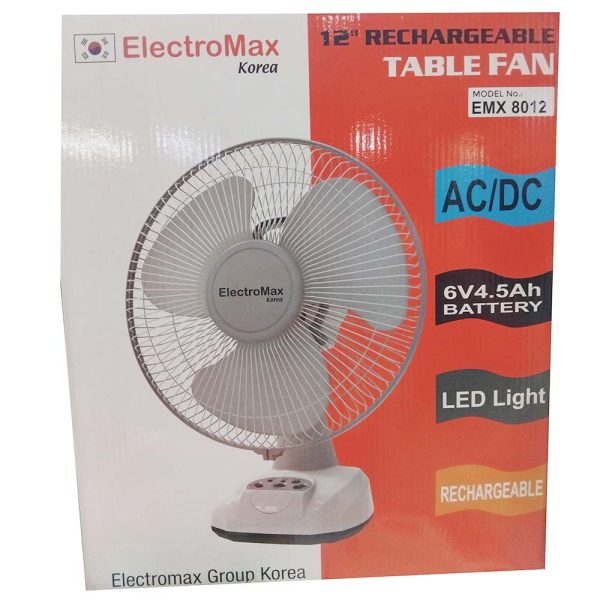 Electromax EMX 8012 12 inch Rechargeable table fan