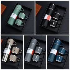 Vacuum Flask Set Stainless Steel Drinking Metal Water Thermos Bottle with Cup 500ML