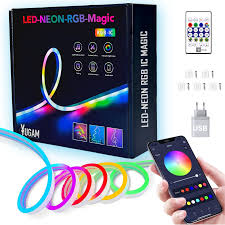 5V RGB Neon LED Strip Light 5 Meter – Mobile App & Remote Controlled Neon Rope Lights | USB Powered Waterproof Strip for Room Decor, Gaming Setup, DIY Neon Signs, Party & Diwali Decoration
