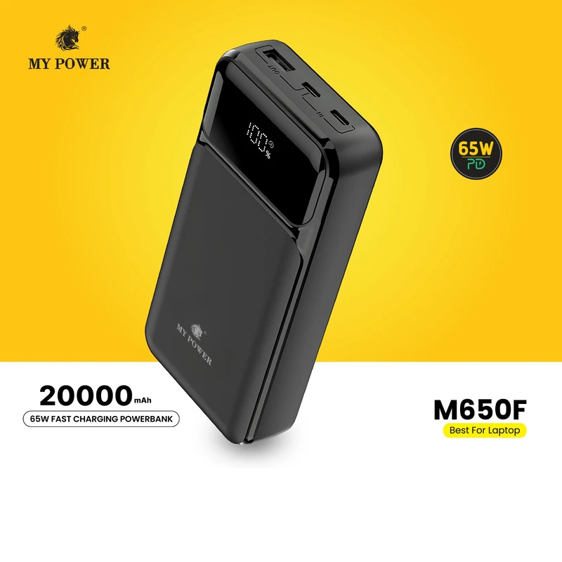 MyPower | 65Watt PowerBank | 20000mah Powerbank | Portable Powerbank | Laptop PowerBank |Fast Charging| Double Type c Port| Type c Input And Output | M650f