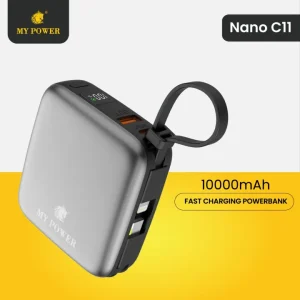 Mypower Fast charging Powerbank | 22.5W | ultra portable | Attached cable Type-c And Ios | PD charging