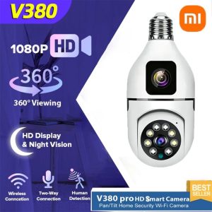 V380 Pro Dual Lens E27 Bulb Wi-Fi Camera