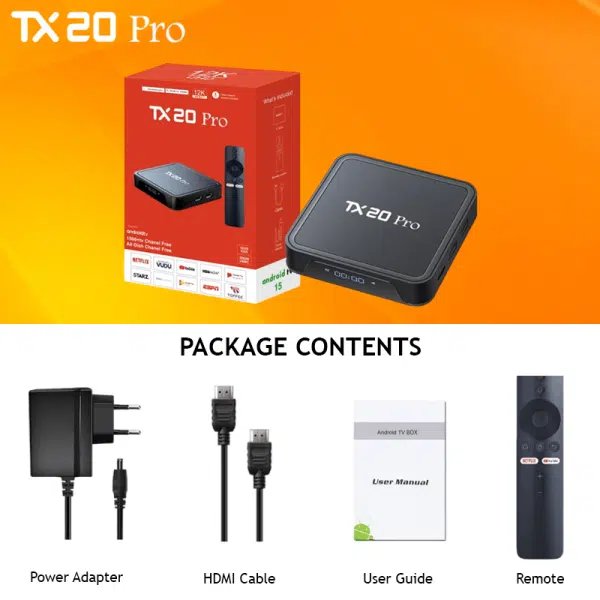 Android Tv box TX20 Pro 12k ULTRA HD 16GB ram 256 GB Storage Android 15 Available with wifi or bluetooth without display
