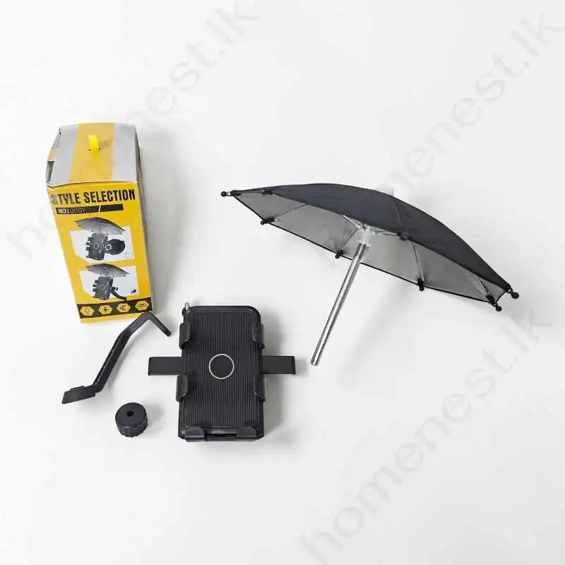 Mobile Phone Holder Side Mirror with Adjustable Umbrella Two in One Universal Smartphone Mount for Motorcycles and Bikes