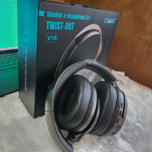 2in1 Headphone and Speaker QYS V18 | 30+Hrs of Playtime | Premium Material | Twist Out | 40mm Driver | Support SD Card and AUX
