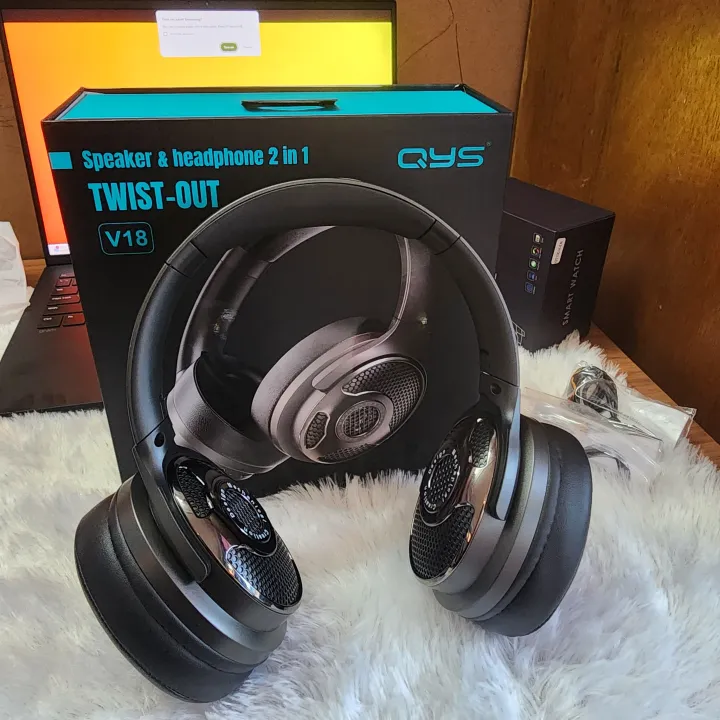 2in1 Headphone and Speaker QYS V18 | 30+Hrs of Playtime | Premium Material | Twist Out | 40mm Driver | Support SD Card and AUX