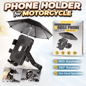 Mobile Phone Holder Side Mirror with Adjustable Umbrella Two in One Universal Smartphone Mount for Motorcycles and Bikes