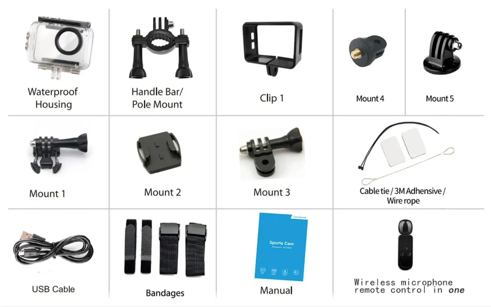 5K Wi-Fi Anti-shake Action Camera Dual Screen Waterproof Sport Camera With Wireless Mic and Extra Battery