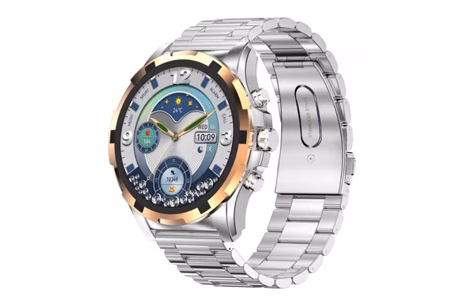 Ultima Magnum E500 Luxury Smartwatch: 1.43” TRU AMOLED Screen, Stainless Steel & Leather Straps, Bluetooth Calling, Advanced Health Suite, 100+ Sports Modes, IP68 Rated Smart Watch