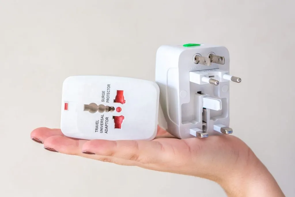 Universal Travel AC Adapter White 1 Piece All In 1 International Plug Converter With Travel Pouch