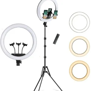 46cm LED Selfie Ring Light with Stand Ringlight With Tripod 60W 3200K-5600K Adjustable Color Temperature