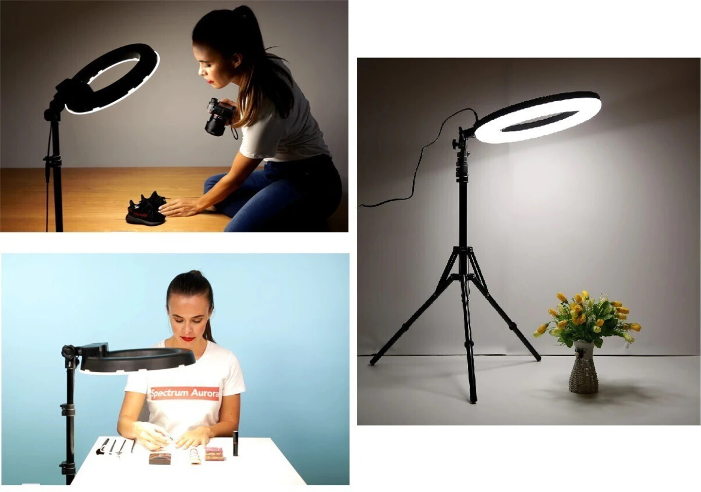 46cm LED Selfie Ring Light with Stand Ringlight With Tripod 60W 3200K-5600K Adjustable Color Temperature