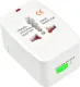 Universal Travel AC Adapter White 1 Piece All In 1 International Plug Converter With Travel Pouch