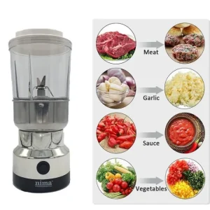 Nima 2 in 1 Mini Mixer Grinder | Stainless Steel & Plastic Jars (630 Watt)